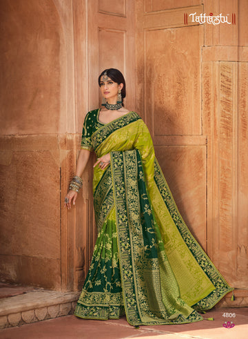 dark green colour wedding silk sarees